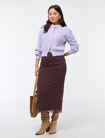 Saia comprida em malha com bolinhas