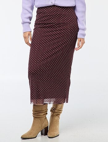 Saia comprida em malha com bolinhas