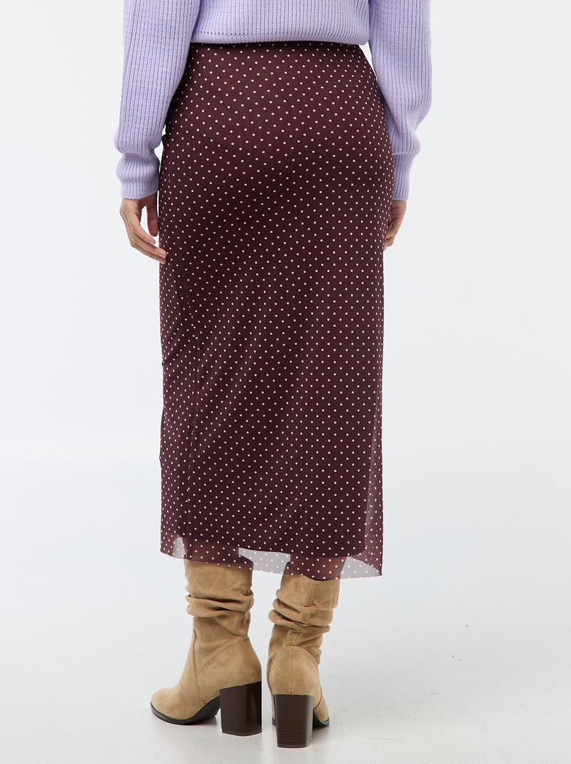 Saia comprida em malha com bolinhas Castanho - Kiabi