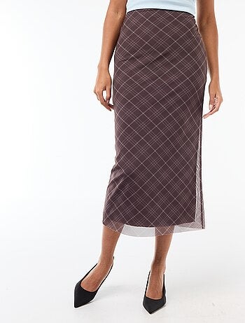 Saia comprida em malha com bolinhas