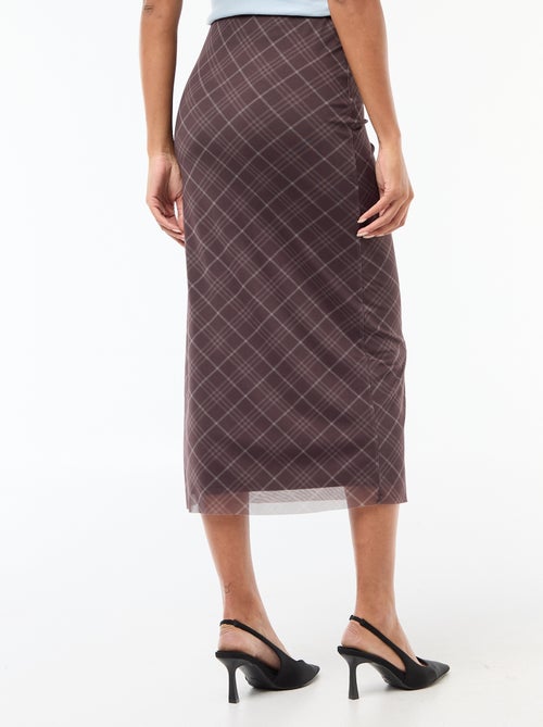 Saia comprida em malha com padrão axadrezado - Kiabi