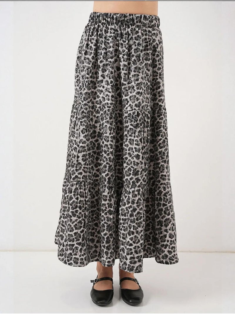 Saia comprida estampada bdart Cinza-preto - Kiabi