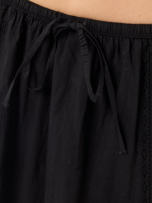 Saia comprida evasé com macramé - Kiabi