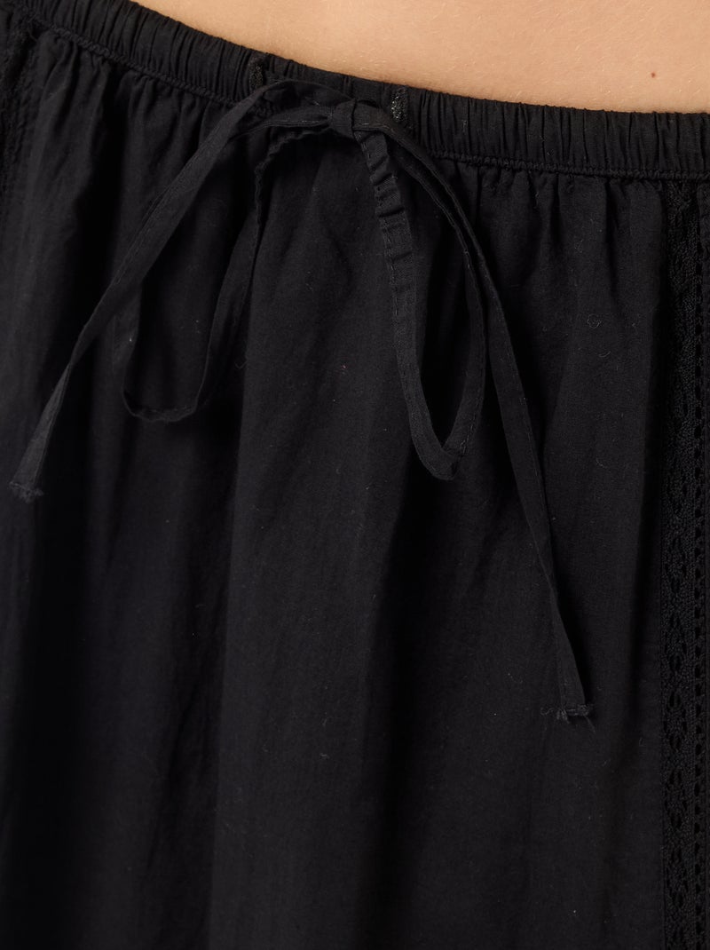 Saia comprida evasé com macramé Preto - Kiabi