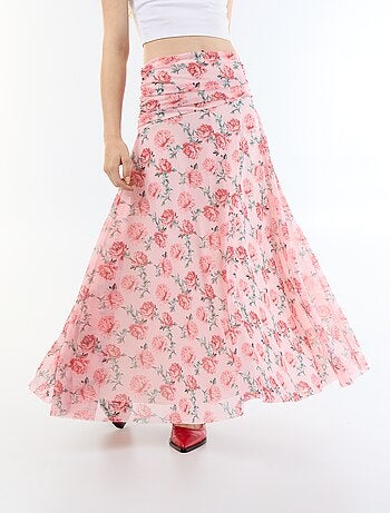 Saia comprida evasê floral