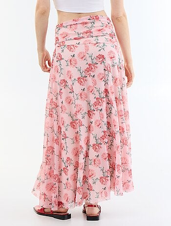 Saia comprida evasê floral