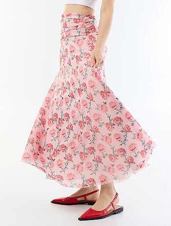 Saia comprida evasê floral