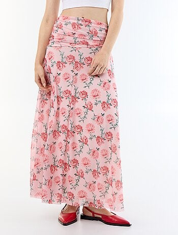 Saia comprida evasê floral
