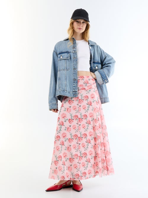 Saia comprida evasê floral - Kiabi
