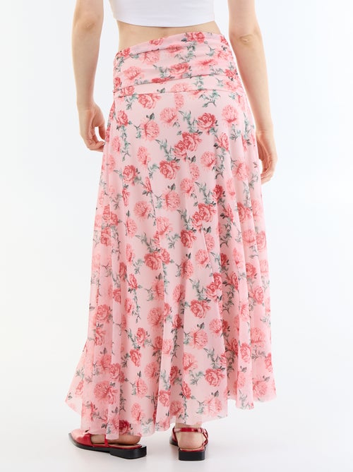 Saia comprida evasê floral - Kiabi