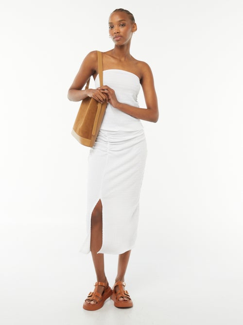 Saia comprida lisa em material crepe - Kiabi
