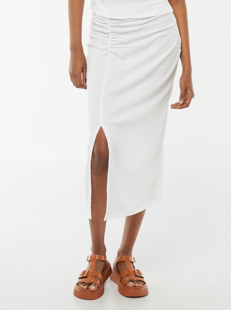 Saia comprida lisa em material crepe Branco - Kiabi