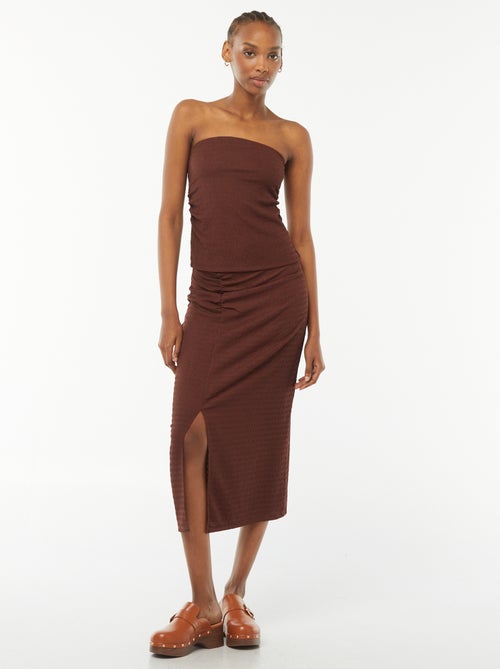 Saia comprida lisa em material crepe - Kiabi