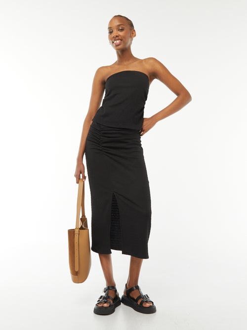 Saia comprida lisa em material crepe - Kiabi