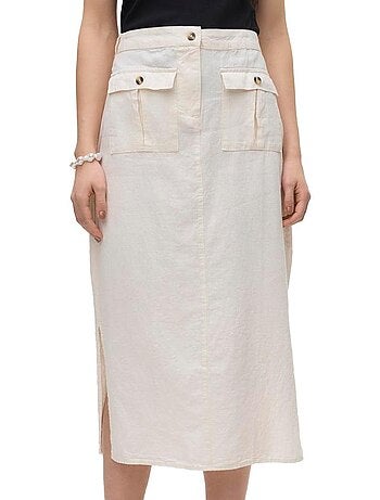 Saia Creme Vero Moda Luna com Bolsos para Mulher