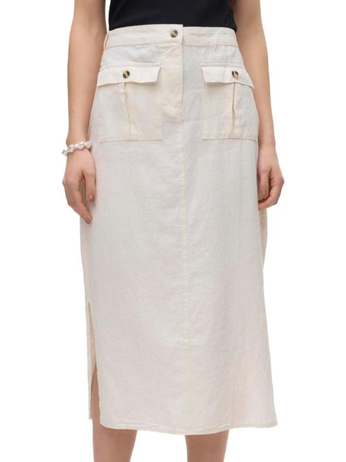Saia Creme Vero Moda Luna com Bolsos para Mulher - Kiabi
