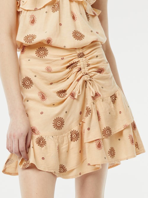 Saia curta com base com folhos em camadas - Kiabi