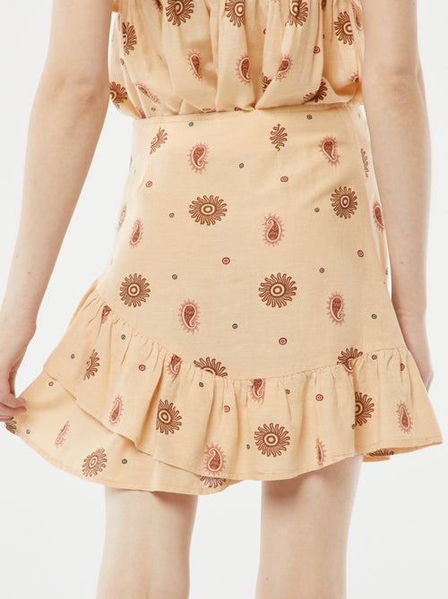 Saia curta com base com folhos em camadas - Kiabi