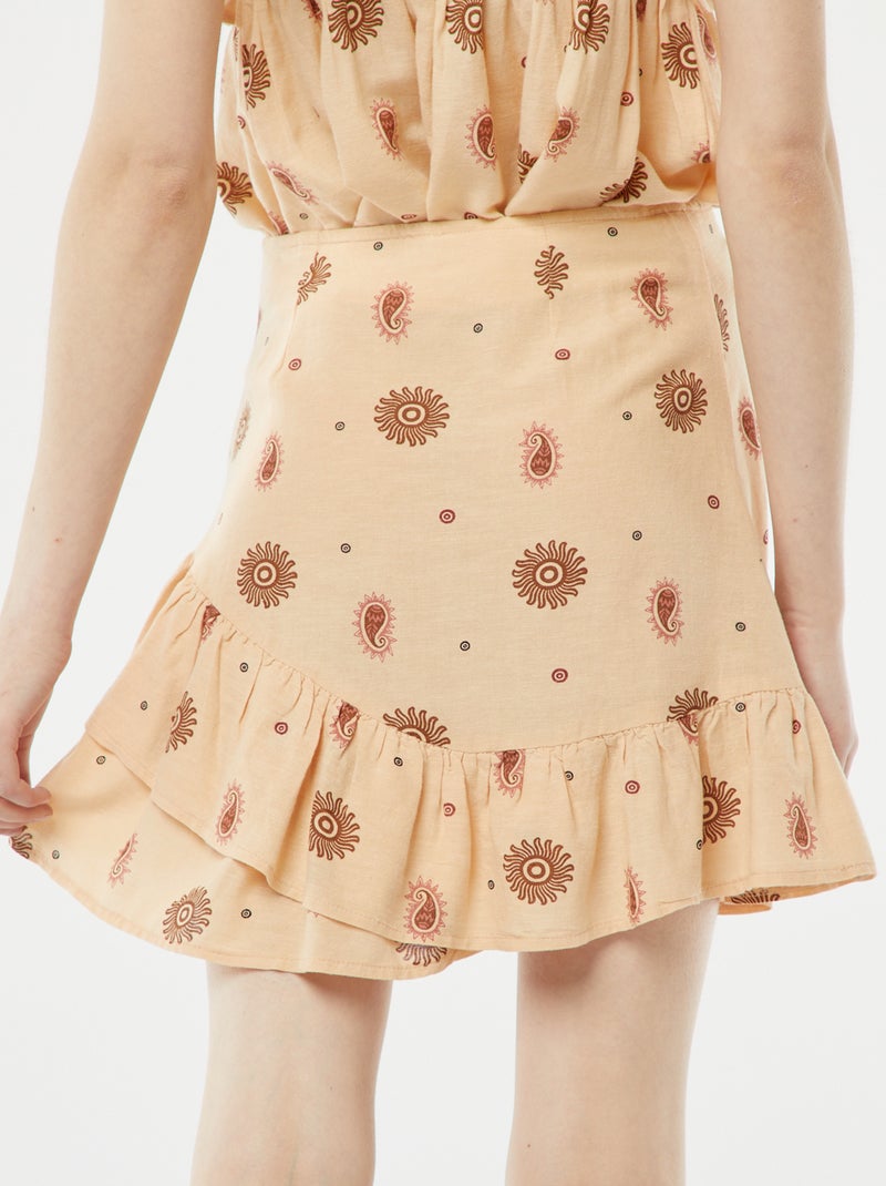Saia curta com base com folhos em camadas BEGE - Kiabi