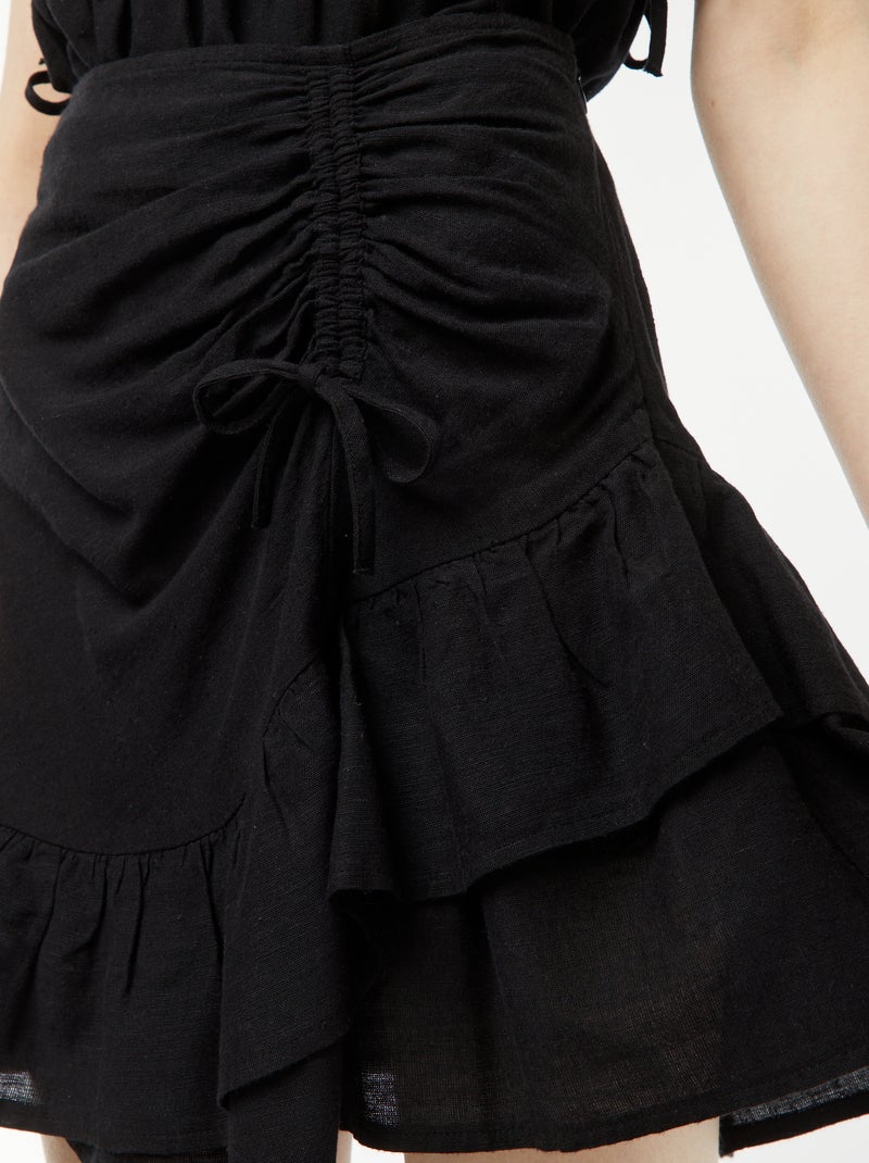 Saia curta com base com folhos em camadas Preto - Kiabi
