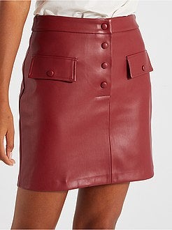 Saia curta com botões em pele sintética - Kiabi