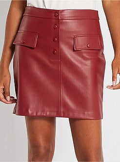 Saia curta com botões em pele sintética - Kiabi