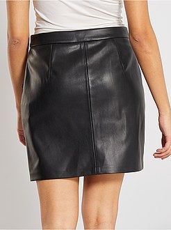 Saia curta com botões em pele sintética - Kiabi