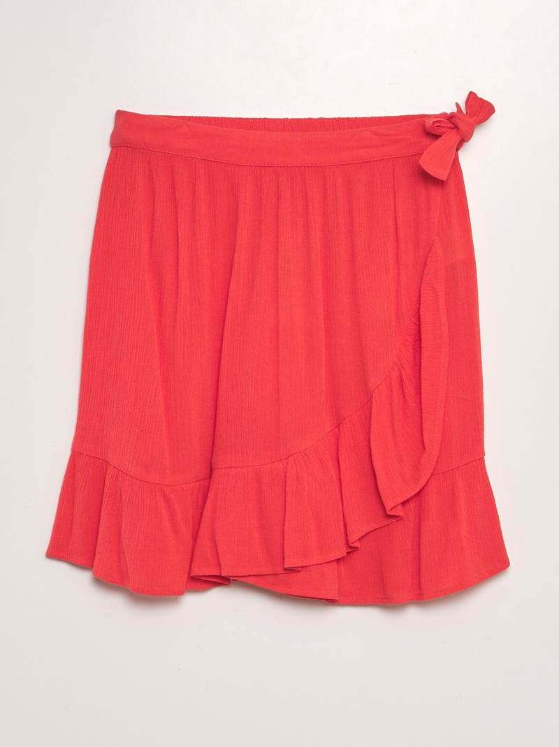 Saia curta com efeito trespassado Vermelho - Kiabi