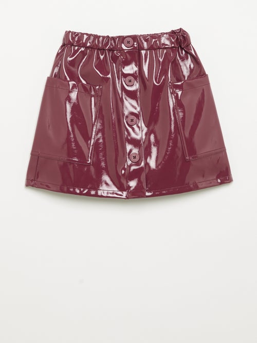 Saia curta de vinil com bolsos grandes - Kiabi