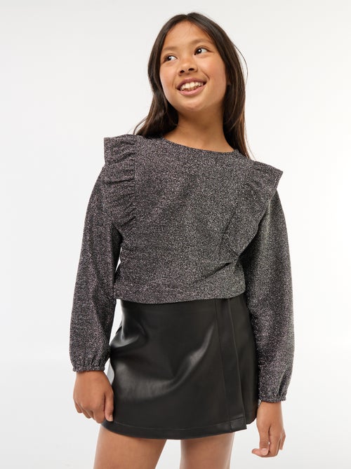 Saia curta em imitação de couro - Kiabi