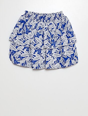 Saia curta estampada com folhos