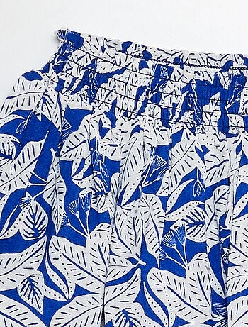 Saia curta estampada com folhos