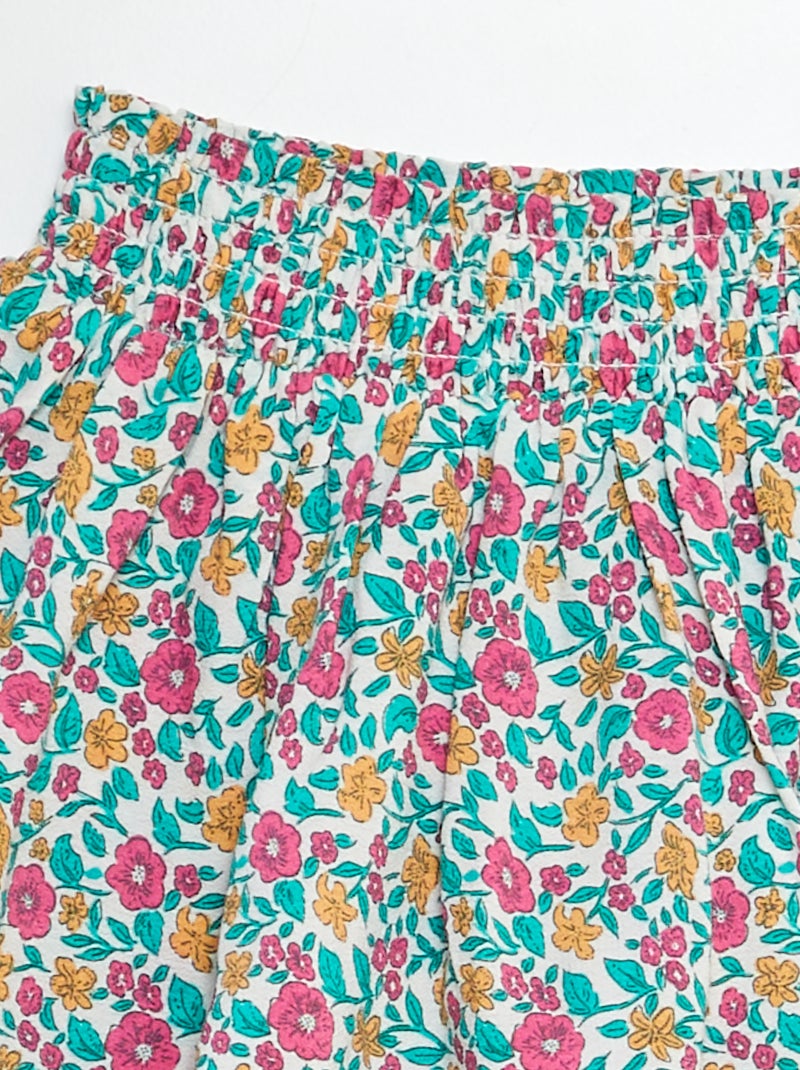 Saia curta estampada com folhos BRANCO - Kiabi