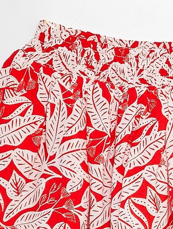 Saia curta estampada com folhos