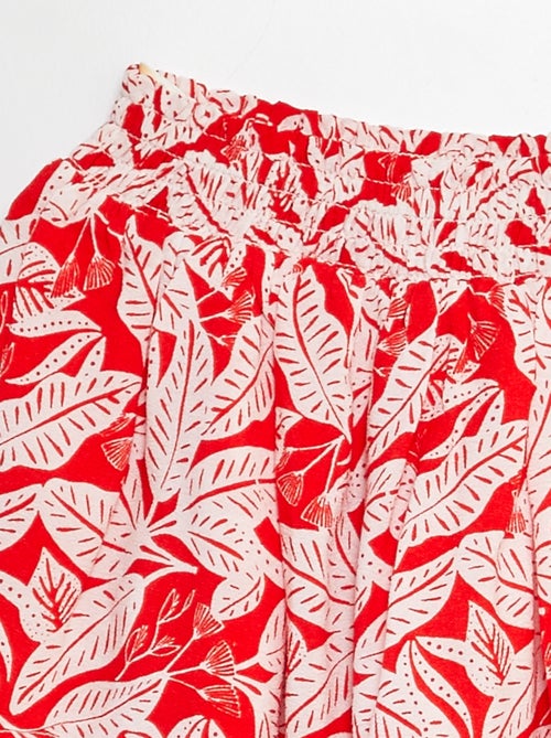 Saia curta estampada com folhos - Kiabi