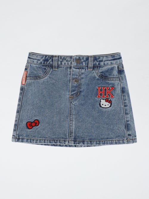 Saia de calças de ganga com aplicações bordadas 'Hello Kitty' - Kiabi