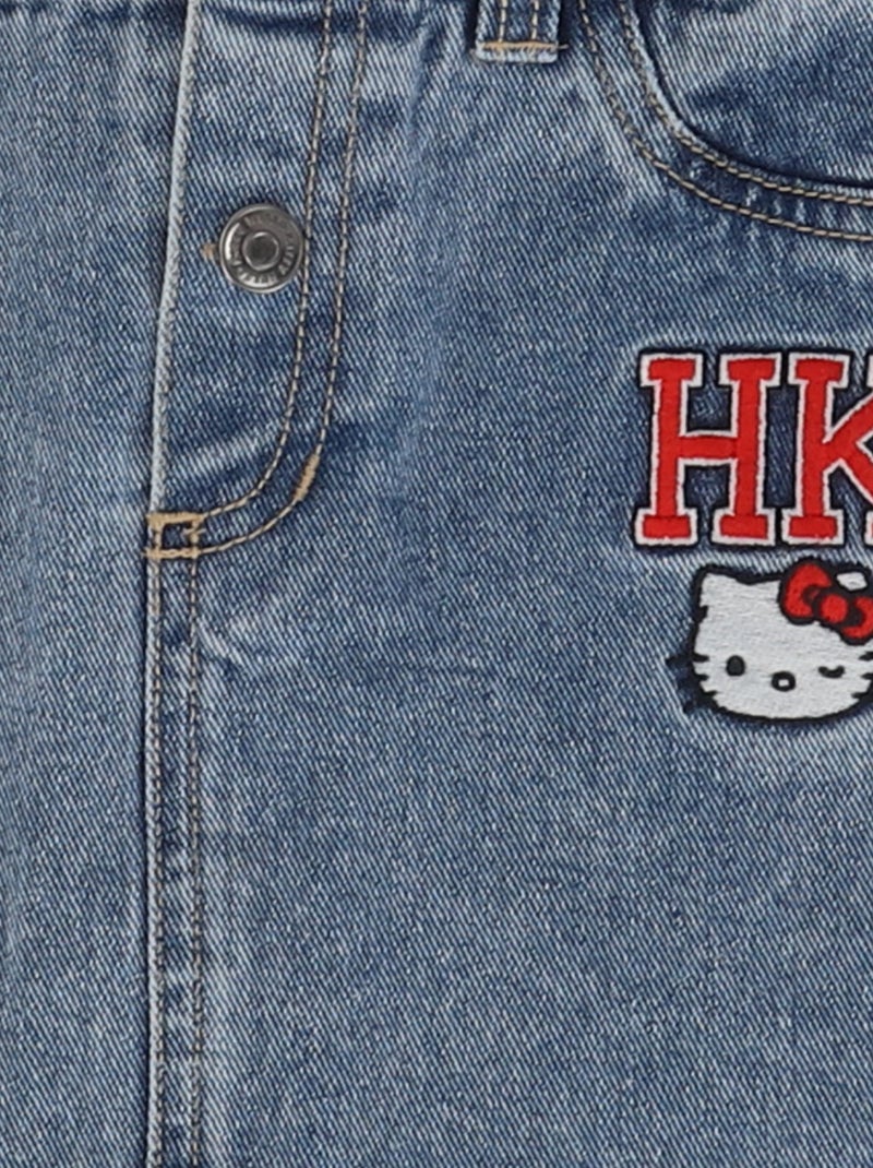 Saia de calças de ganga com aplicações bordadas 'Hello Kitty' Azul - Kiabi