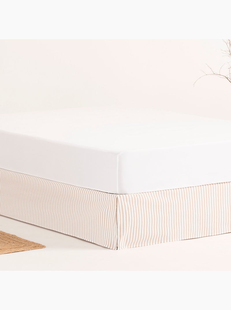 Saia de cama às riscas, capa protetora para estrado - Gamusi. Bege - Kiabi
