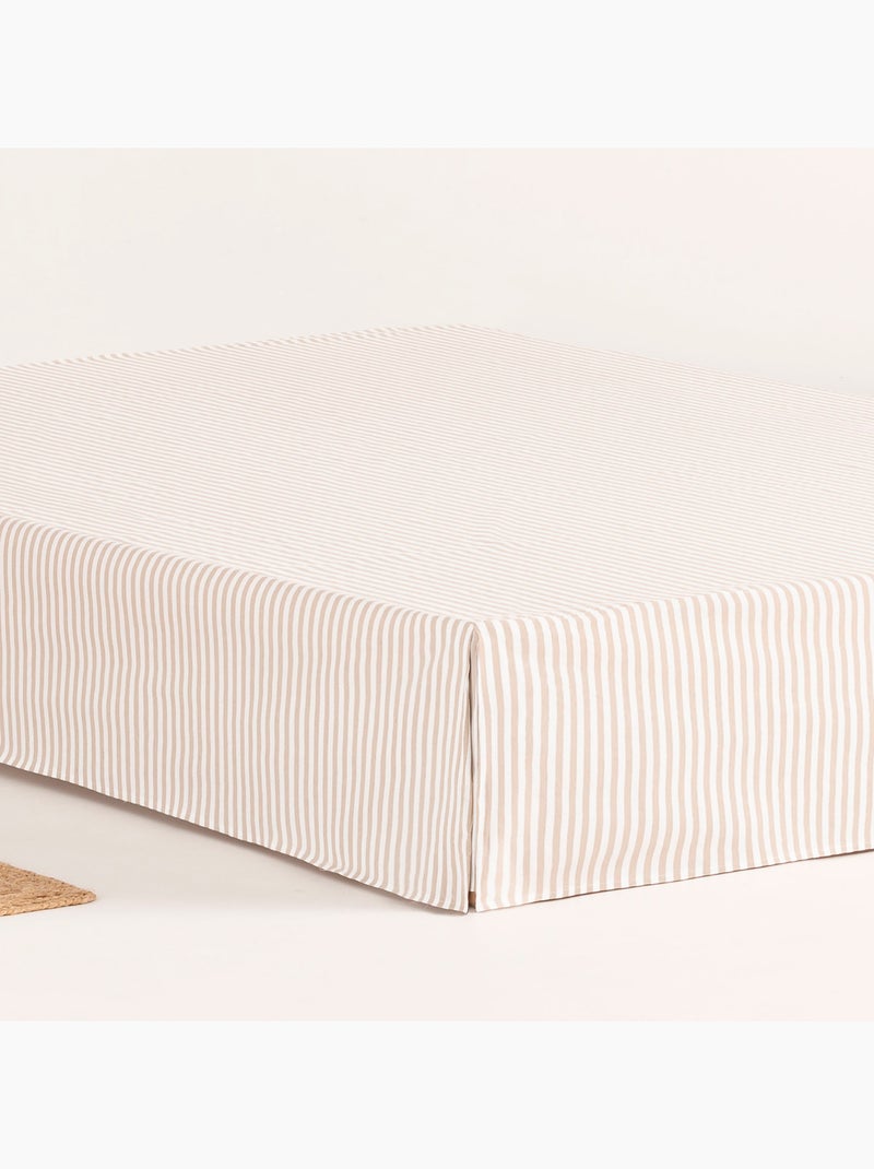 Saia de cama às riscas, capa protetora para estrado - Gamusi. Bege - Kiabi