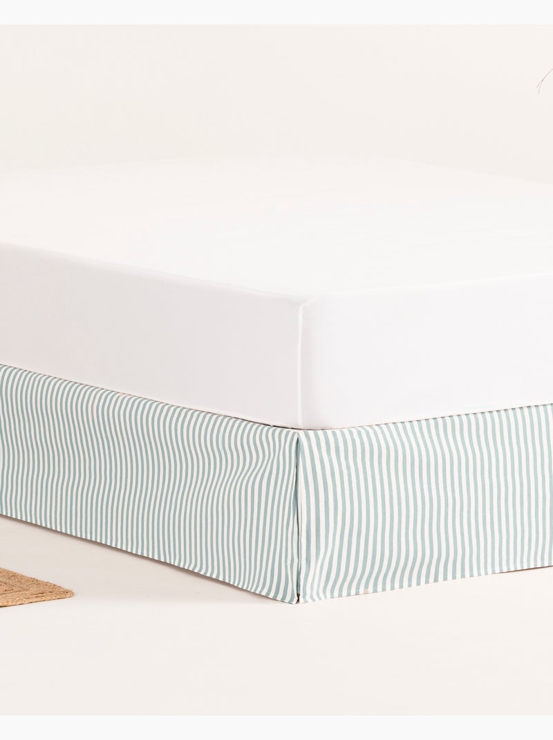 Saia de cama às riscas, capa protetora para estrado - Gamusi. Verde-água - Kiabi
