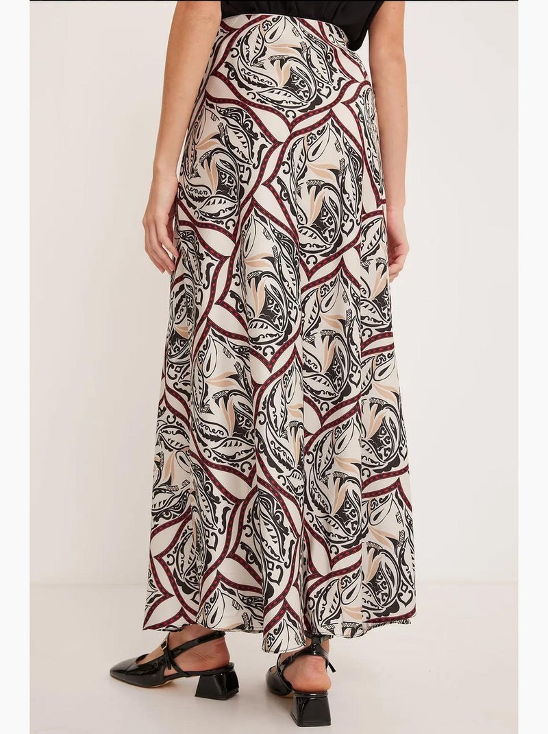 Saia de cetim estampada bdart Creme - Kiabi