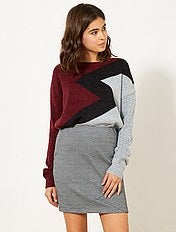 Saia de corte direito em pied-de-poule 