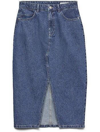 Saia de ganga azul escuro para mulher vero moda elfi