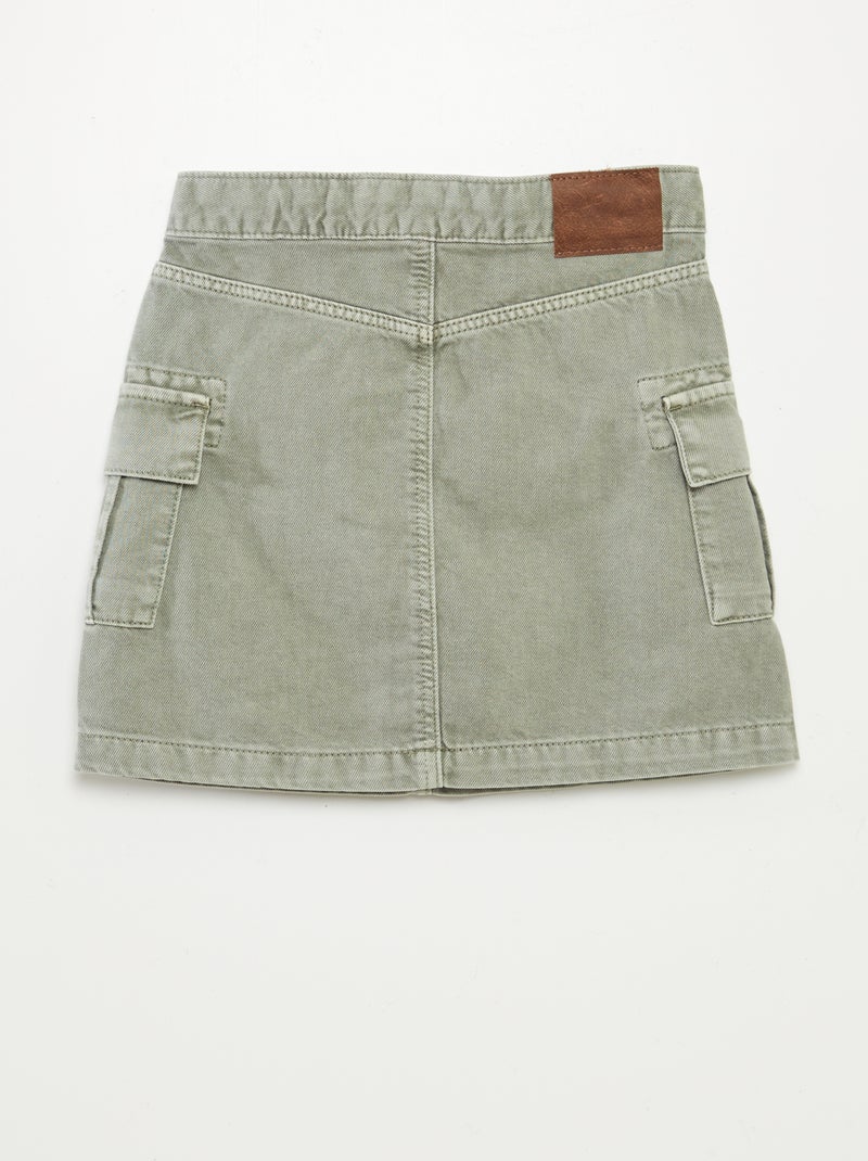 Saia de ganga com bolsos de aba VERDE - Kiabi