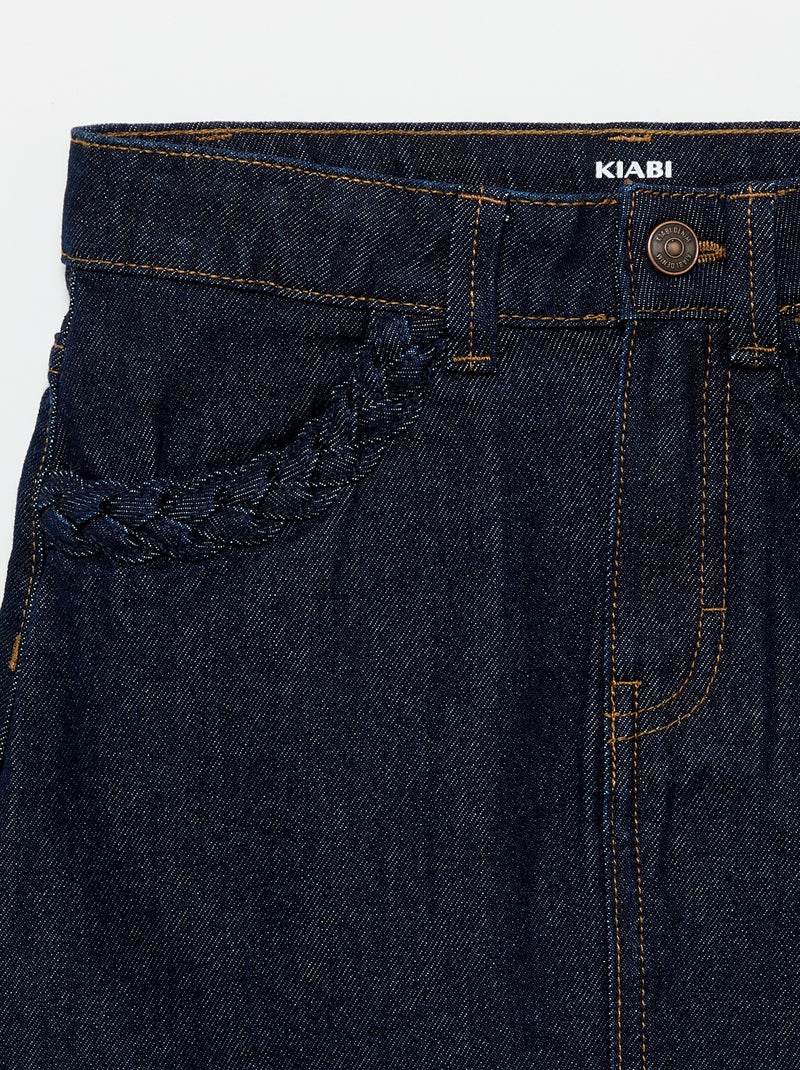 Saia de ganga com bolsos entrançados Azul - Kiabi