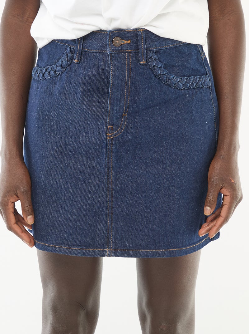 Saia de ganga com bolsos trançados Azul - Kiabi