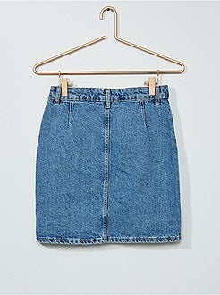 Menina 10-18 anos - Saia de ganga com botões - Kiabi