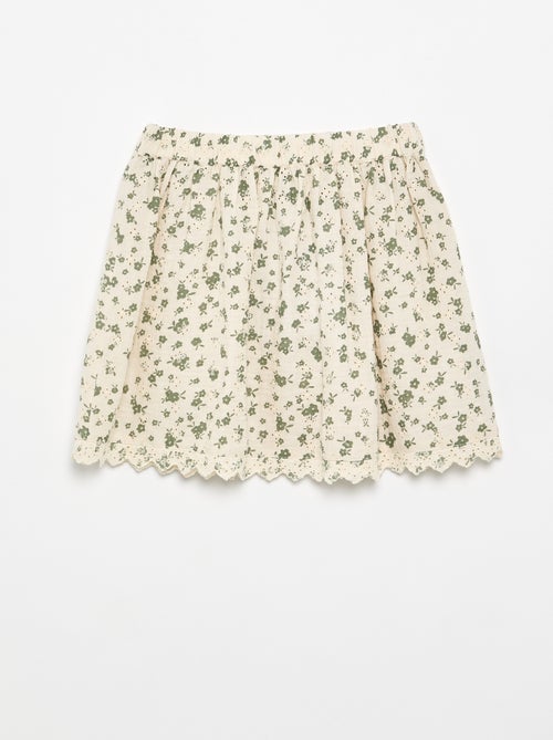Saia de gaze de algodão estampada - Kiabi