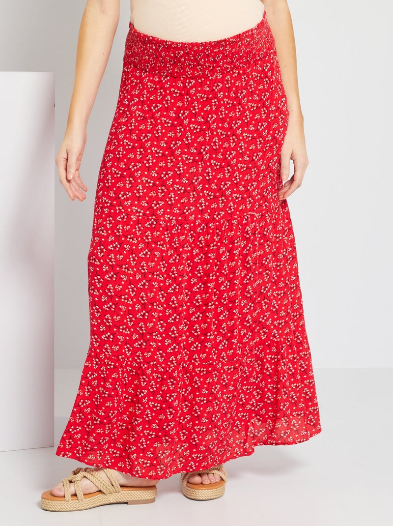 Saia de grávida comprida florida VERMELHO - Kiabi