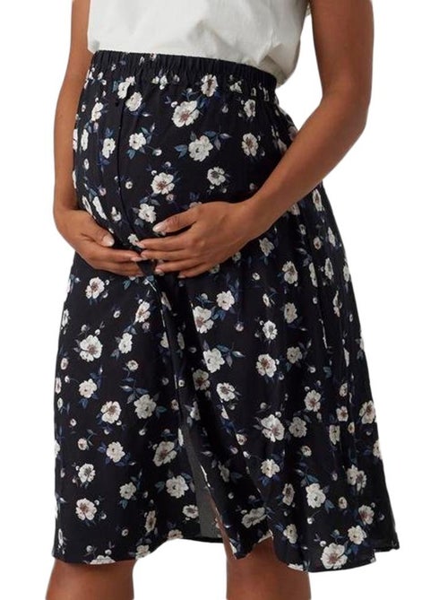 Saia de Grávida Preta com Flores Vero Moda Maternity 20019110 - Kiabi Saia de Grávida Preta com Flores Vero Moda Maternity 20019110 - Kiabi
